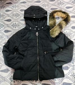 Quilted Puffer Jacket with Detachable Fur