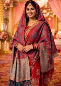 Pashmina Red Embroidered Stole