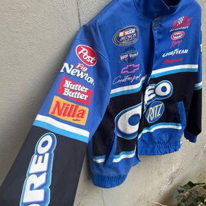 Blue NASCAR-style racing jacket