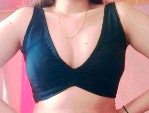 Black V Neck And Backless Blouse