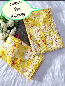 Floral Embroidered Tunic Top&amp; Bottom.One Time Used