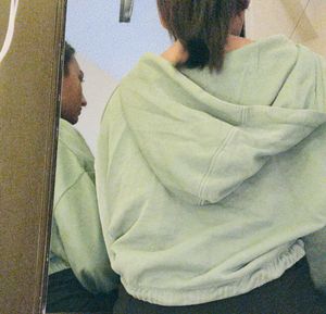 Green Cropped Zip-Up Hoodie