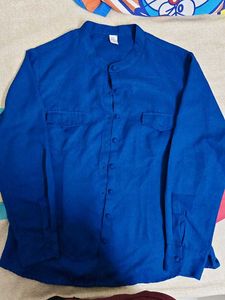 Blue Band Collar Shirt