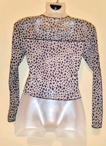 Size S Animal Print Sheer Top