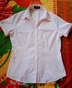 Pink Short Sleeve Button-Up Shirt