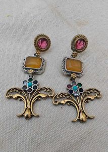 Statement Dual Tone Earrings
