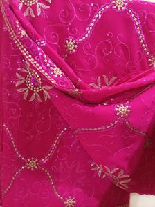 Elegant Pink Embroidered Saree