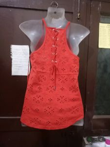 Orange Beautiful Top With Back Knots