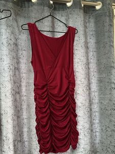 Red Ruched Bodycon Dress