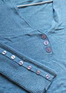 Blue Full Sleeves Bodycon Top