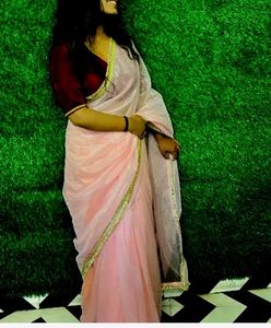 New Attractive Nylon Silk Saree With Blouse Piece