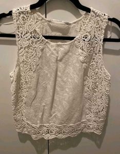 Pretty Zara White Net Mesh Top, Size S, Good Cond