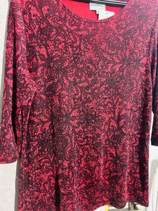 Red &amp; Black Floral Top