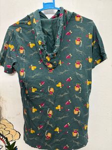 Funky Graphic Tee With Hood