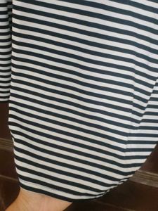 Striped black and white Cold Shoulder Top
