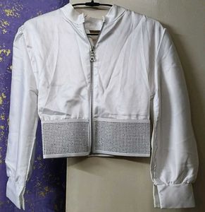 White Embellished Cropped Jacket