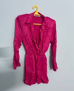 Zara M Size Satin Wrapped Dress