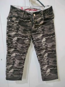 Brown Camouflage Capri Pants