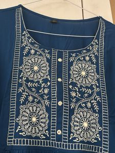 Elegant Teal Embroidered dress