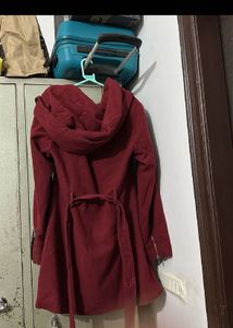 Maroon Hooded Coat and crop jacket COMBOOOO