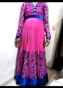 Pink & Blue Embroidered Wedding Dress