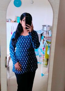 Stylish Blue Printed Kurta - like new