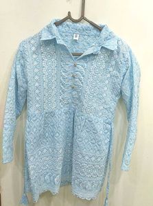 Blue Chikankari Tunic