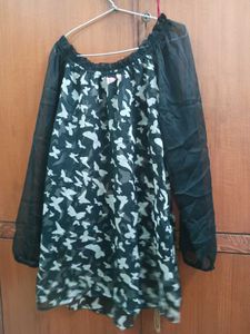 Black Print Chiffon Top
