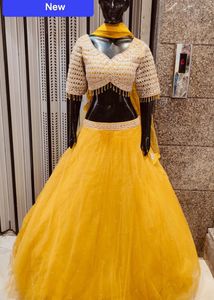 Elegant Yellow Lehenga Choli with Dupatta