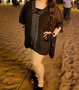 Black Embellished Kaftan Dress