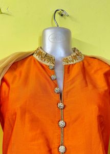 Orange &amp; Beige Kurta Set