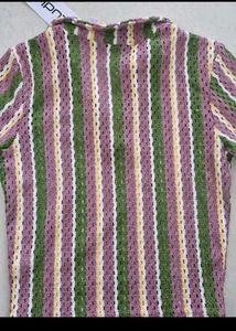 Striped Knit Polo Top