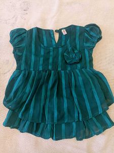 Cute Teal Green Baby Girl Party Frock (6M-2Y)