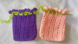 Handmade Crochet Drawstring Pouches