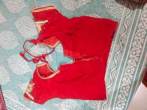 Red Embellished Saree with Blouse