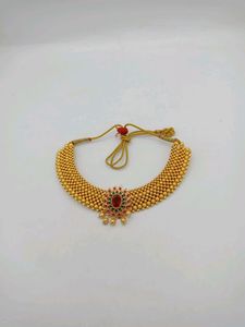 Gold Antique Maroon Green With Ruby Stone Neck