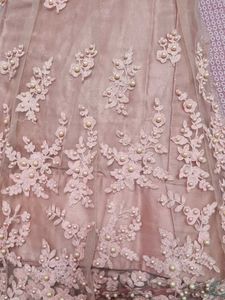 Cute Peach Floral Leheghna with Blouse &amp; Dupatta