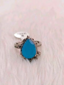 Blue Stone Ring 925 Silver Sterling