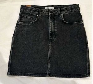 Zara Black Denim Mini Skirt