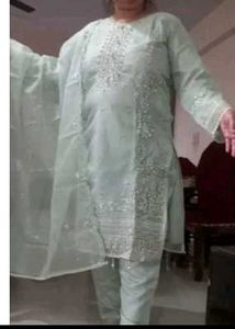 Fashionable Pista Green Kurta With Bottom Wear Dup