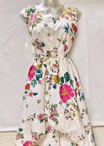 New High Low Floral Print Dress For Medium Size