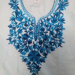 Embroidered Light Blue Kurti