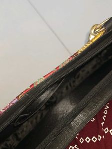 Ethnic J Blues Hand Bag With Diamond Broach