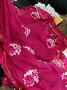 Elegant Pink Floral saree(gota patti)