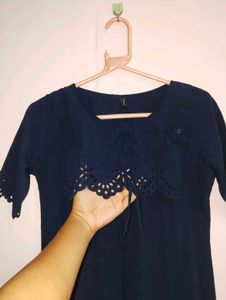 Navy Blue Cutout Blouse