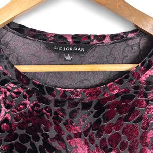 Pink Animal Print Velvet Top