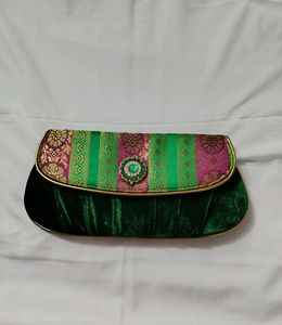 New Brand Banarsi And Velvet Touch Hand Clutch