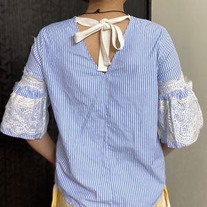 Blue White Stripped Top