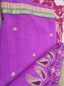 Purple Embroidered Saree