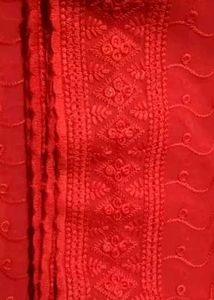Women&#39;s Red Floral Embroidered Georgette Suits &amp; D